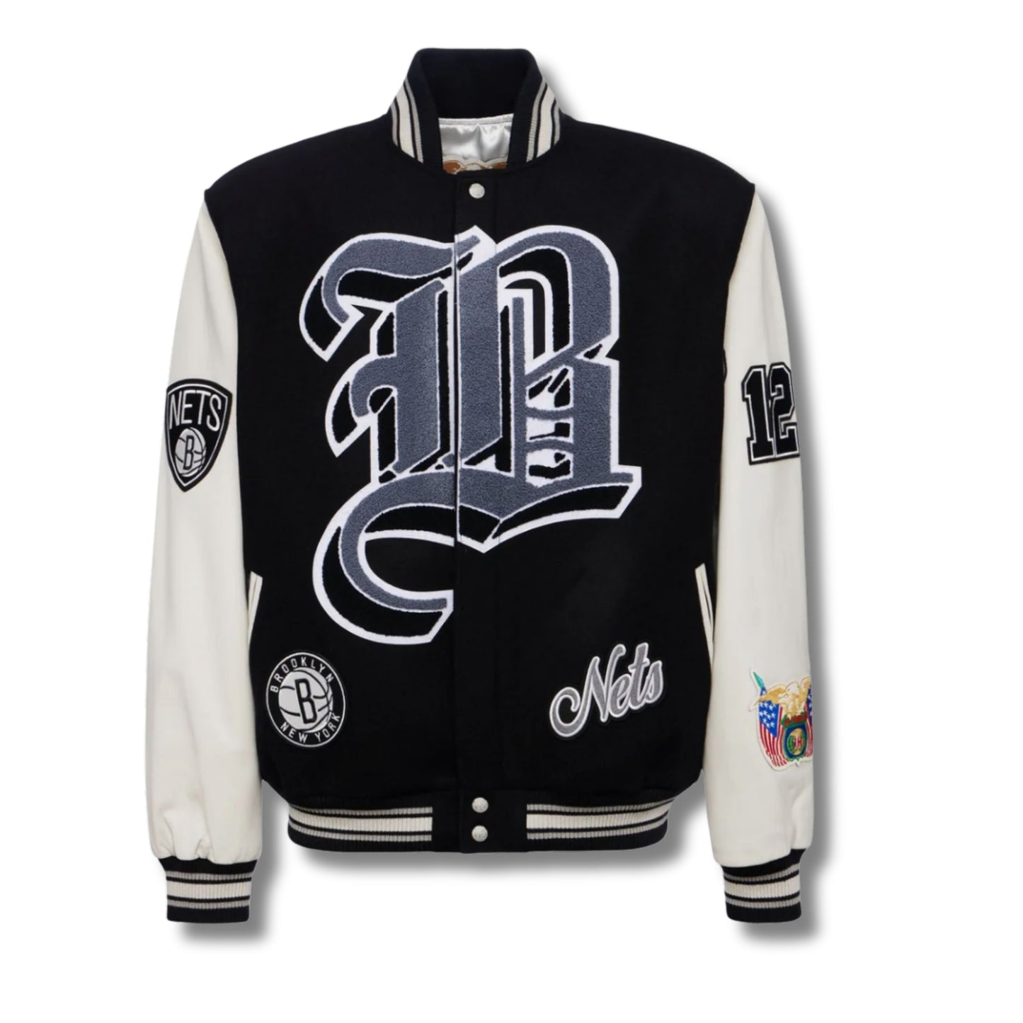 Brooklyn Nets Jeff Hamilton Wool & Leather Full-Snap Varsity Jacket