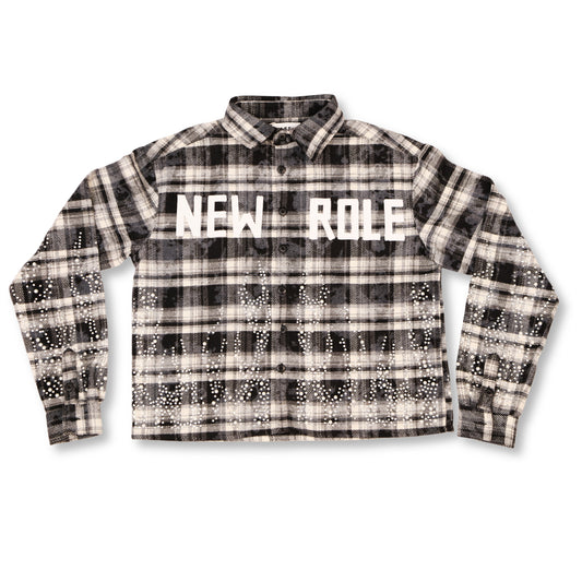 Kleep Static Heavy Flannel Crop Top Button Down Shirt