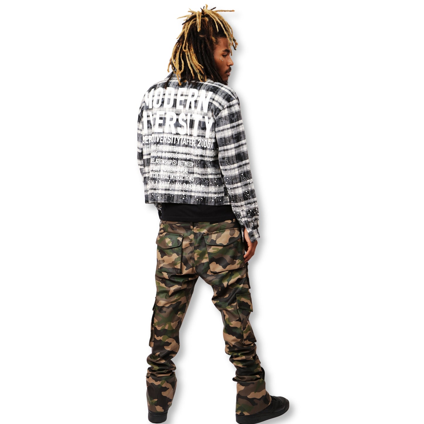 Kleep Static Heavy Flannel Crop Top Button Down Shirt