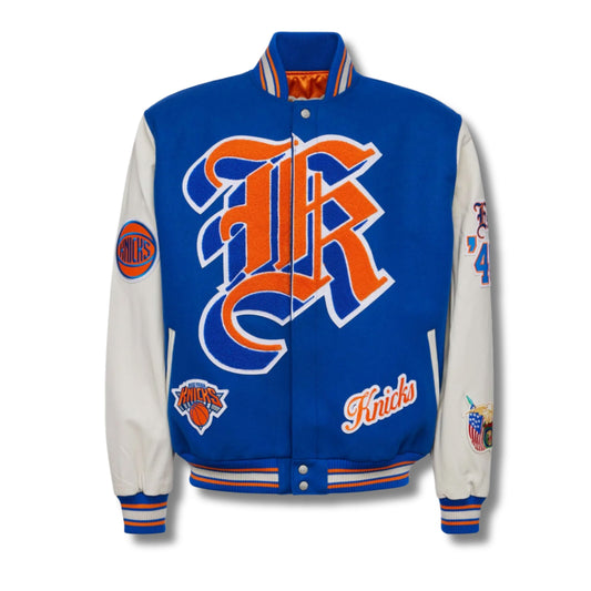 New York Knicks Jeff Hamilton Wool & Leather Full-Snap Varsity Jacket