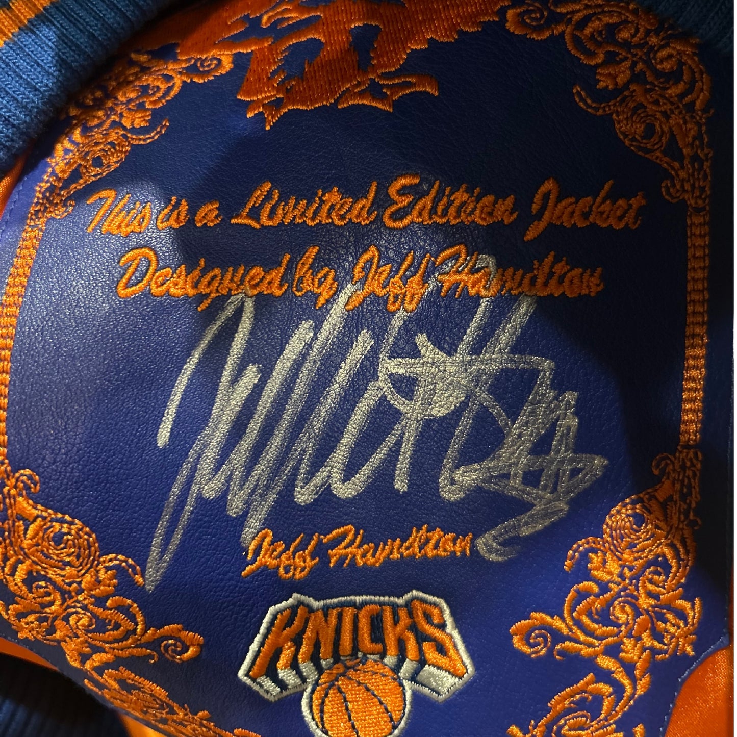 New York Knicks Jeff Hamilton Wool & Leather Full-Snap Varsity Jacket